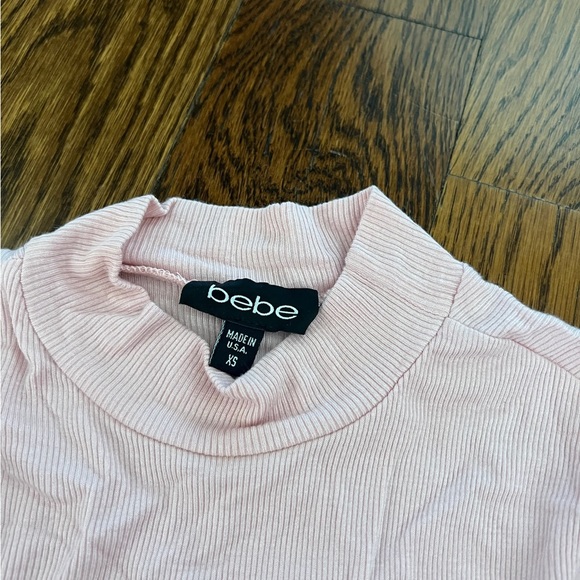 bebe pink 3/4 sleeve mock top - Picture 2 of 2